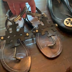 Tory Burch sandals, black snakeskin